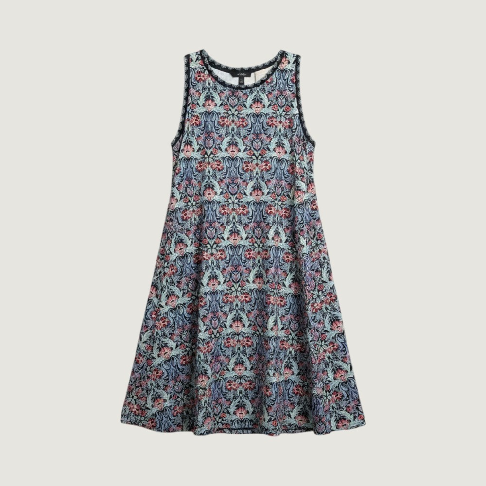 sleeveless knit swing dress LOFT | Dresses | Loft Floral Damask Women Large Black Nwt combo dress